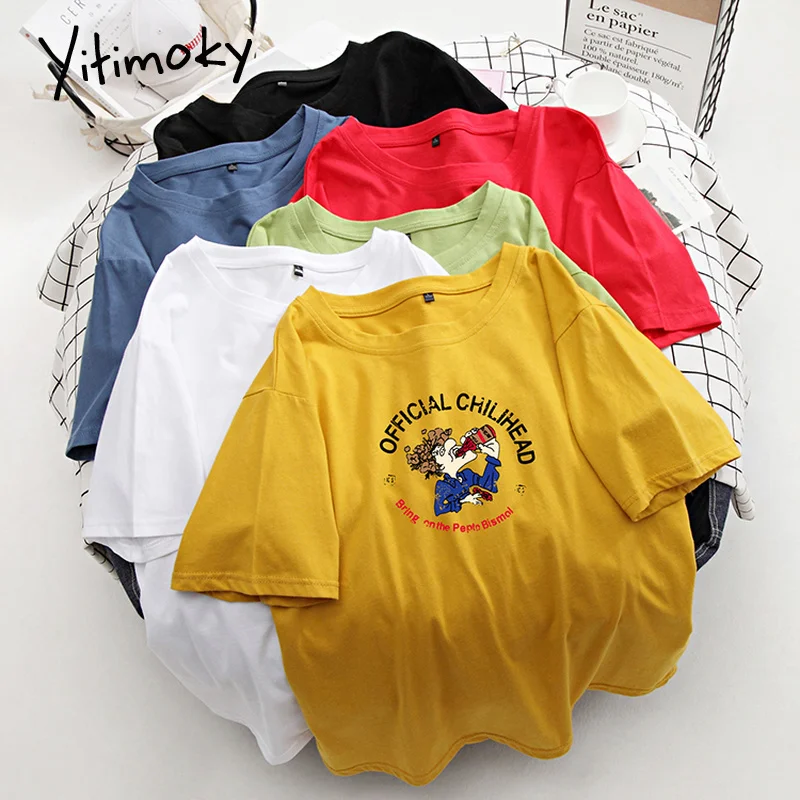 Женская хлопковая Футболка Харадзюку С мультяшным принтом размера плюс футболки