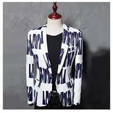 Мужской костюм в синюю и красную полоску, приталенный деловой смокинг, пиджак, вечерние, для свадьбы, выпускного, банкета