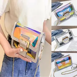 2019 летняя новая модная женская прозрачная мини-сумка с одним цепным ремнем, лазерная сумка через плечо