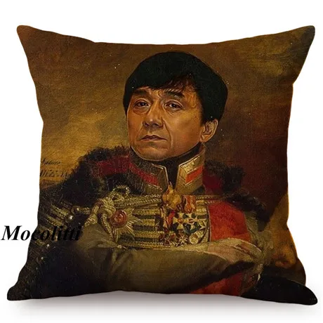 Military Generals Oil Painting Art Decorative Throw Pillow Case Celebrity Star General Costume Design Bedroom Sofa Cushion Cover K177-5