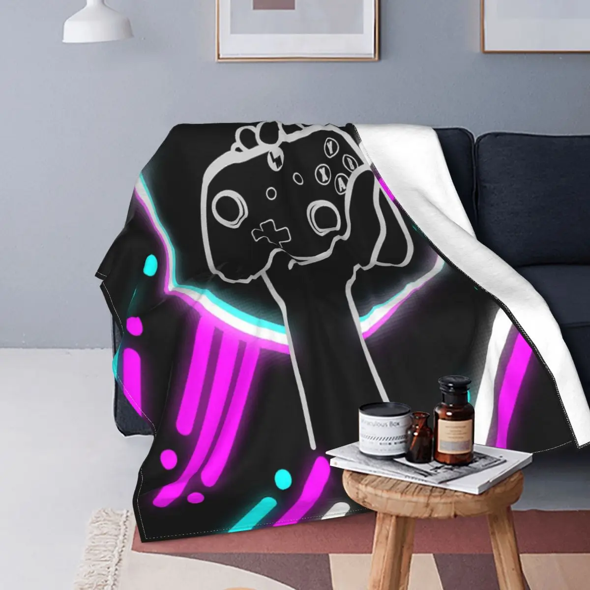 

Gamer Blanket Fleece Printed Kids Video Games Portable Lightweight Throw Blankets for Home Travel Rug Piece