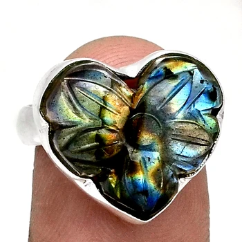 

Genuine Carved Labradorite Ring 925 Sterling Silver, USA Size : 7, AR4328