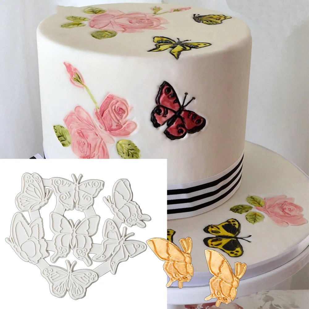 Butterfly Lace Embossor Silicone Mold Fondant Cake Molds Cupcake Decoration Tools Christmas Moulds Gumpaste Sugar | Дом и сад