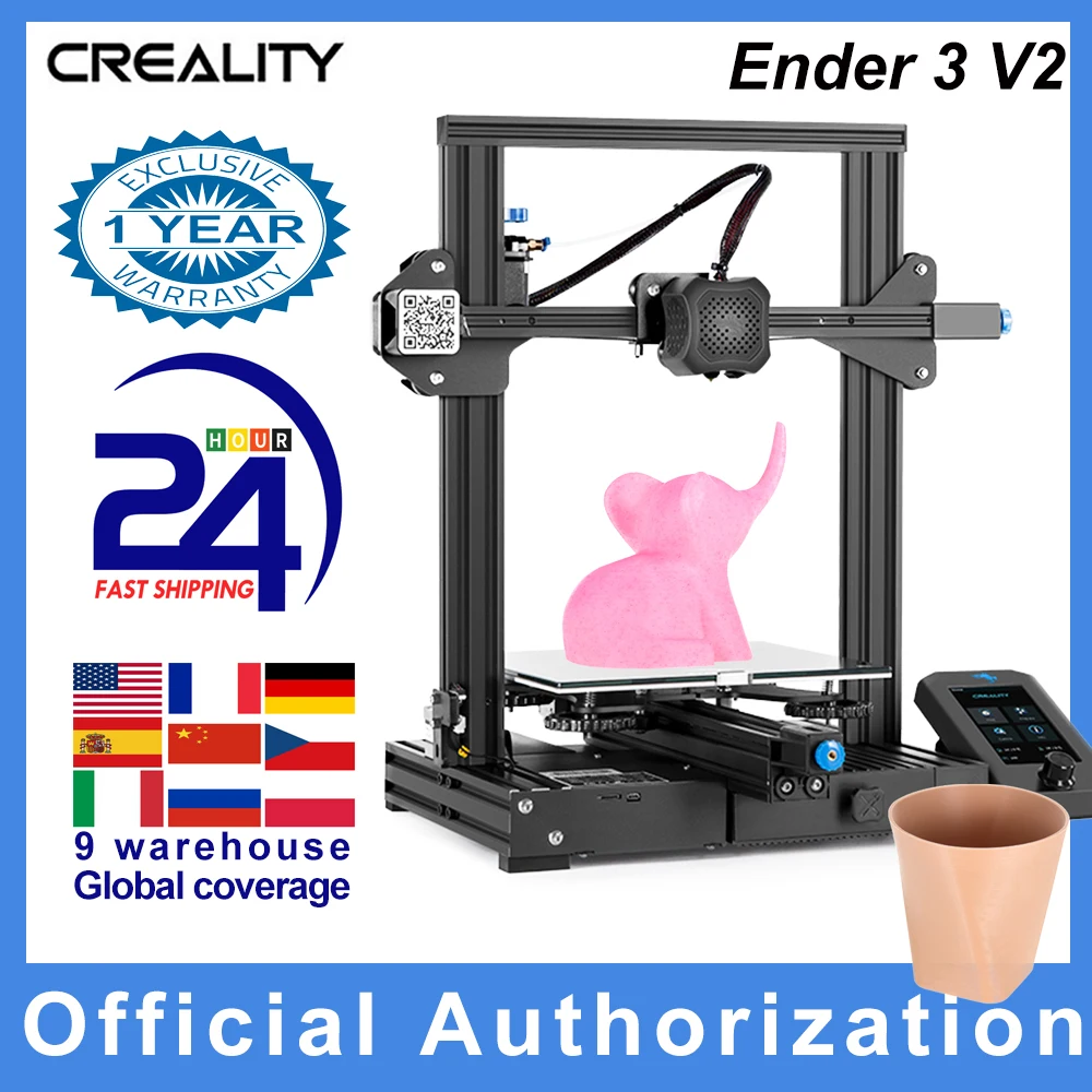 Creality 3D Ender 3 V2 3D Printer Kit All-Metal Integrated Structure Silent Mainboard