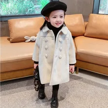 Abrigo de lana con doble botonadura para niñas, gabardina de algodón con solapa, abrigos de lana para primavera e invierno, 2 7T