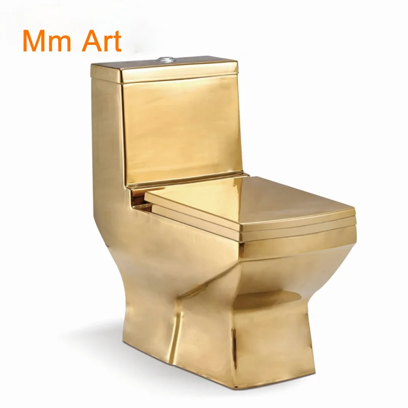 

Artistic Plain Golden One Piece Closestool Siphon Fluishing S-Trap Floor Mounted Luxious Villa Bathroom Seat Toilet wc