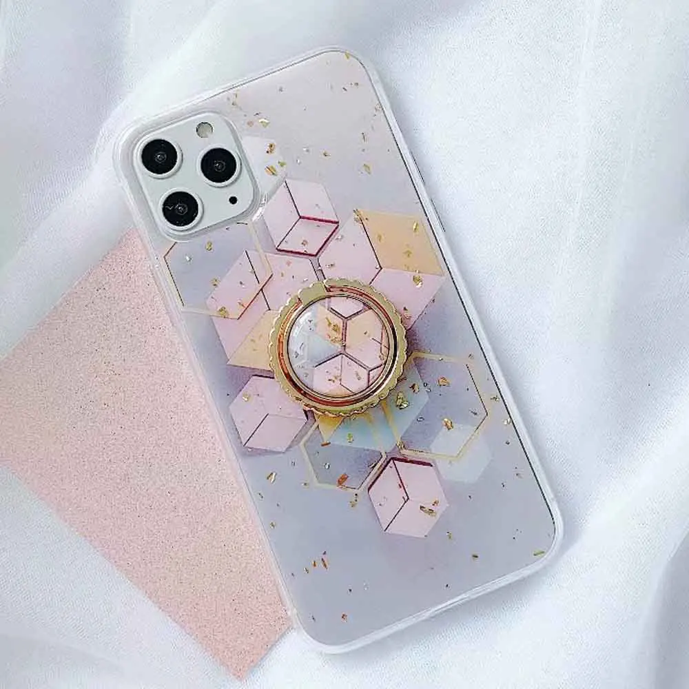 Чехол для телефона с кольцом на палец, мраморный чехол s для iphone 11 Pro XS Max X XR 8 7 6 6S Plus, мягкий силиконовый чехол из ТПУ - Цвет: 3