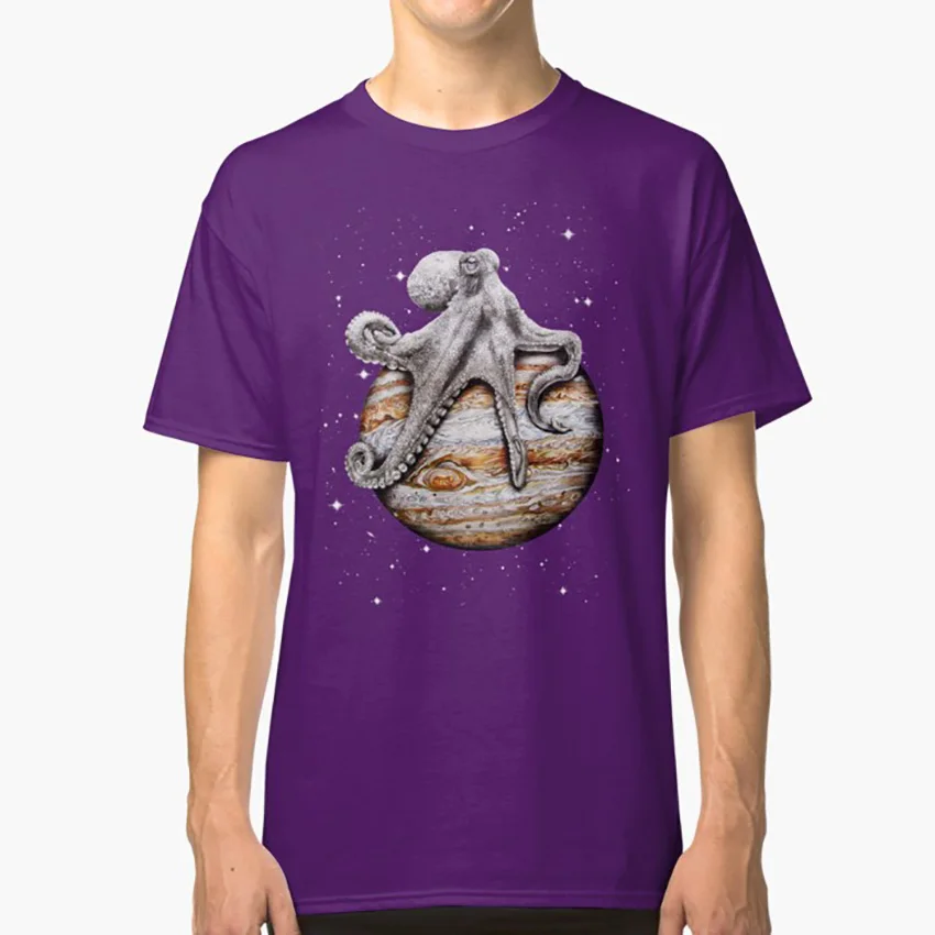 Celestial Cephalopod футболка карандаш Осьминог морской житель животных космическая планета юмором surreal surреалистичность странные - Цвет: Фиолетовый