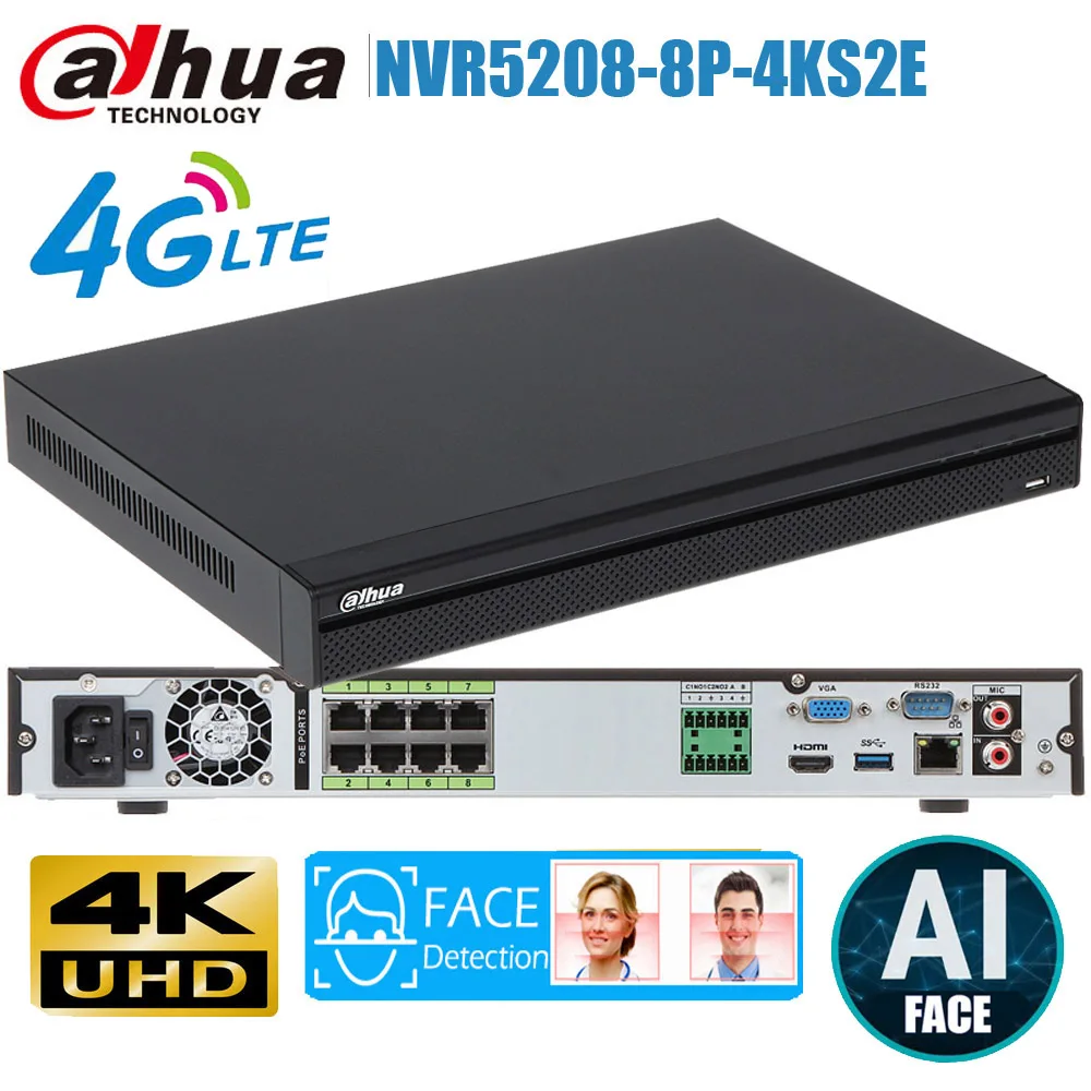 200Mbps DHTek/Dahua OEM NVR4432-4KS2 4K 32 Channel H.265 NVR ONVIF HDMI/VGA/BNC 4SATA 32 Channel Alarm 
