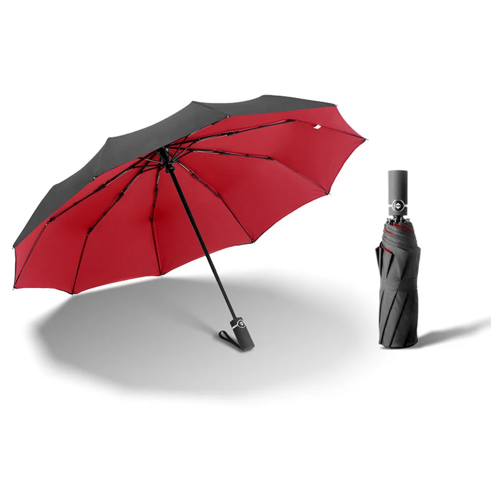 Полностью автоматический зонт высокого качества большой сильный модный ветрозащитный мужской и женский Мягкий складной компактный дождевик Прямая поставка - Цвет: Dark red