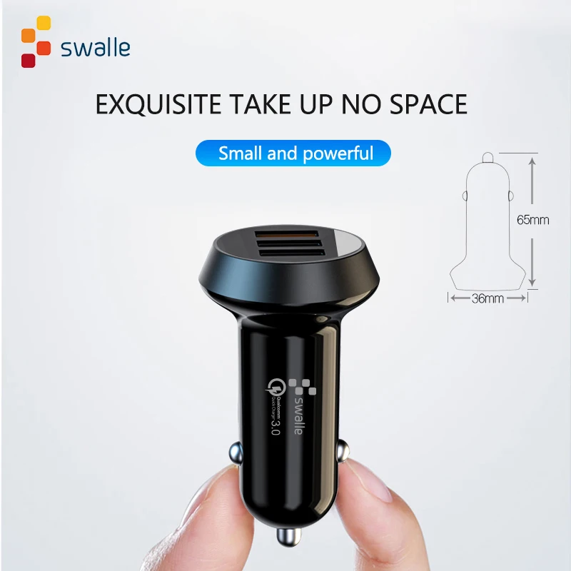 Суперкомпактное автомобильное зарядное устройство Swalle быстрая зарядка USB 3 0 для