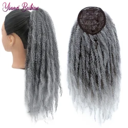 Long Afro Kinky Puff Ponytail Marley Hair Ponytails Synthetic Drawstring Ponytail With Clip Elastic Band Marley Hair Pony Tail