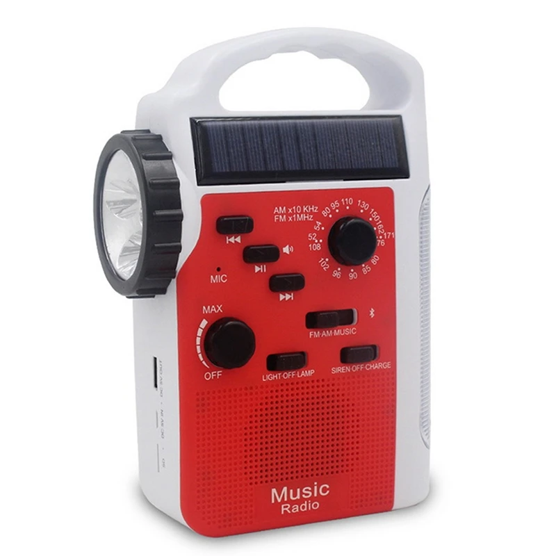 Аварийное радио солнечное AM FM ручной коленчатый с 13 светодиодами фонарик и 2300MAh