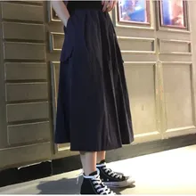 safari style pockets skirts womens robe femme elastic waist casual loose prairie chic vintage long skirt pleated skirt fw552