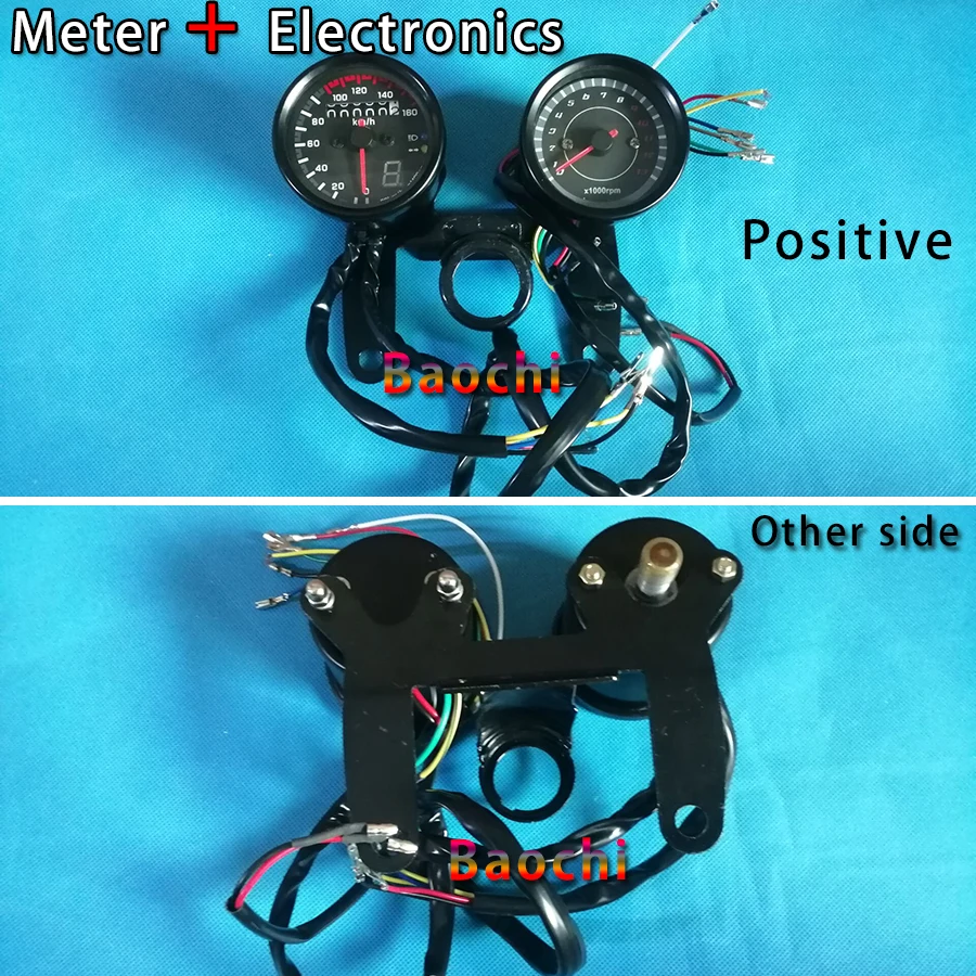 Универсальный цифровой спидометр для мотоцикла одометр Techometer датчик двойной скорости ЖК-экран Instrumento масляный датчик для CG125 ретро - Цвет: Electr instrument