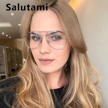 Одномостовые овальные прозрачные очки из сплава, оправа для женщин, модные прозрачные очки, мужские Ретро Винтажные компьютерные очки