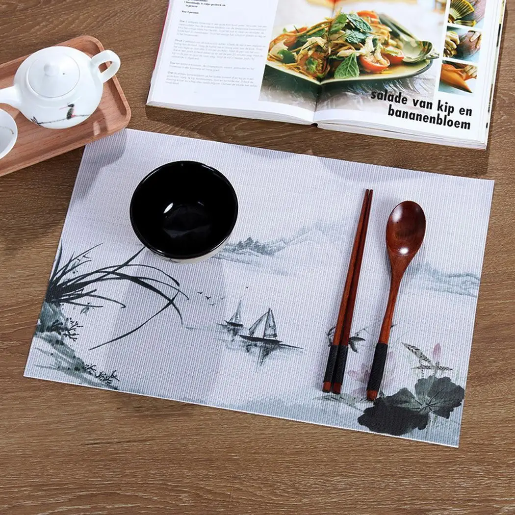 placemat 1 Пвх столовая Подставка под столовые приборы с принтом, нескользящая подставка для дома, изоляционная подставка для повседневной жизни, коврик для посуды 1-17, модный Декор, современный дом - Цвет: placemat 1