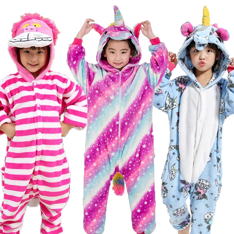 Nouvelle flanelle enfants Kigurumi Pyjamas Animal licorne Panda Onesies vêtement de nuit pour enfants garçons filles Pyjamas à capuche vêtements de noël