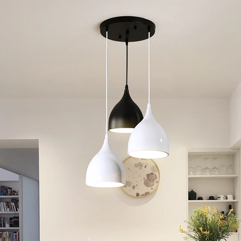 Черный и белый простой светодиодный светильник для гостиной, потолочный светильник, скандинавский креативный ресторанный светильник, люстра для спальни, светильник ing