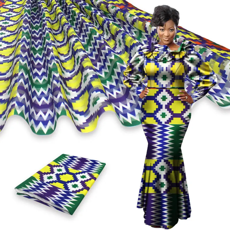 4 ярдов органза шелк + 2 материал ленты имитация шелковой ткани цифровая печатная