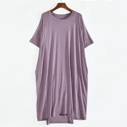 Plus Size 10XL 140kg Modal nightgowns for women Short Sleeve Solid Color Nightshirts Lady Casual Nightdress Women Homedress