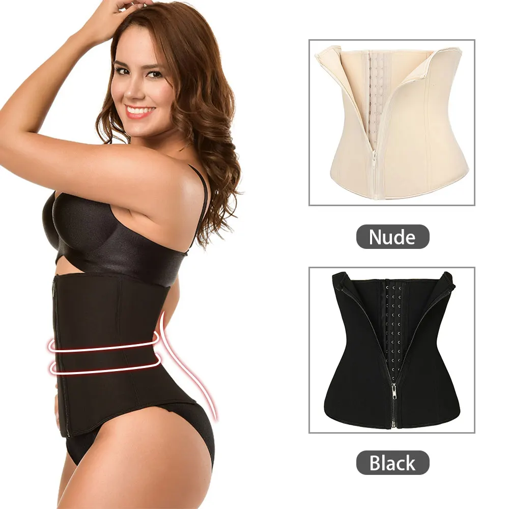 Women Waist Trainer With Zipper Plus Size Best Strapless Shapewear Fast-sweat Neoprene Corset Shaper Bodysuit | Женская одежда
