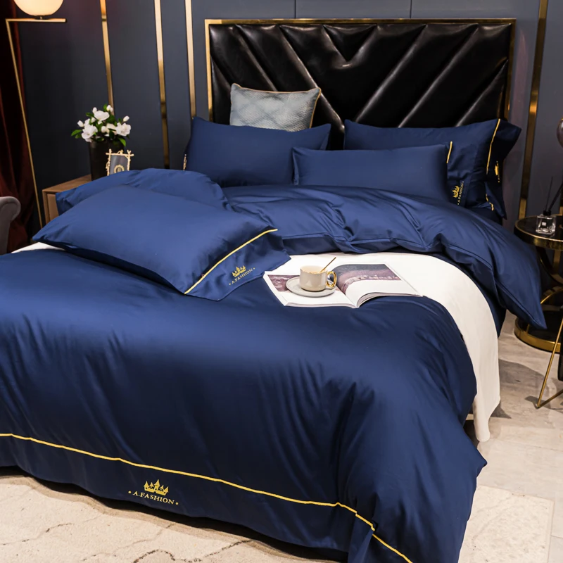 

Bedding Set Queen Size 40S Egyptian Cotton Solid Color Duvet Cover 240x220 Soft Bed Linen Cotton For Hotel