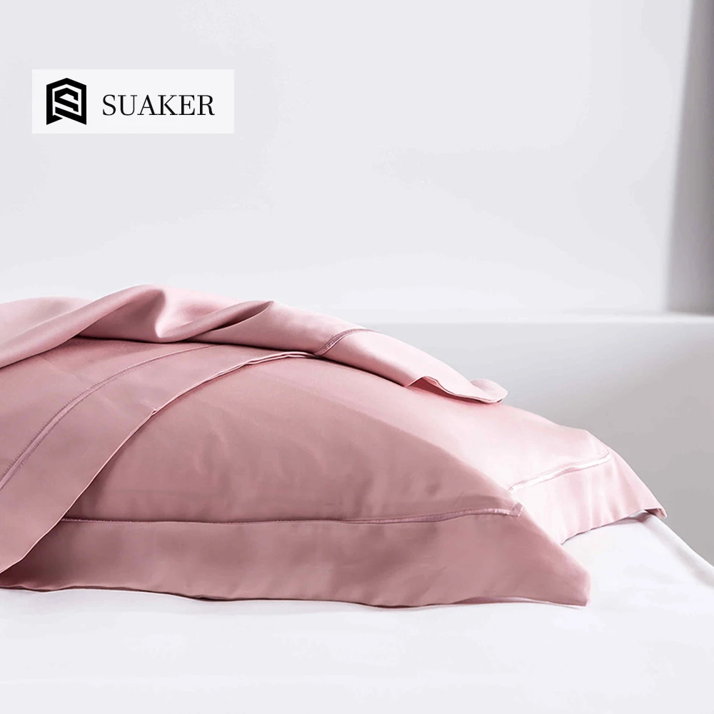 

Suaker Luxury Women Pink 100% Silk Pillowcase Beauty Healthy 25 Momme Silky Pillow Case Pillow Cover Best Care For Skin Hair