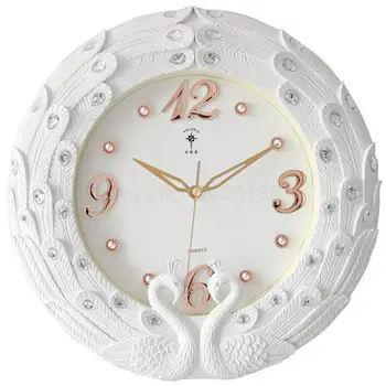 

Modern European creative simple 18 inch large diamond clock wall clock mute fashion living room bedroom peacock personality