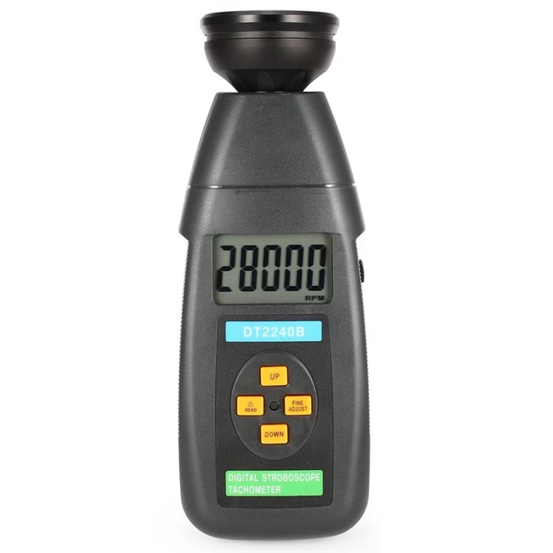 Dt2240B цифровой ЖК-дисплей Бесконтактный стробоскопический Тахометр фотоэлектрический датчик оборотов Тестер спидометра 60-40000 об/мин