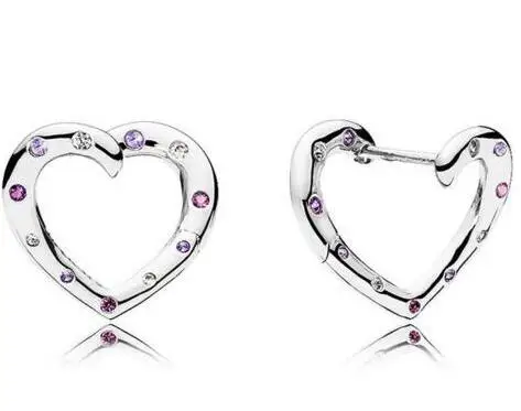 Оригинальные 925 пробы серебряные серьги яркое сердце с фиолетовыми кристаллами серьги-гвоздики для женщин свадебный подарок модные ювелирные изделия