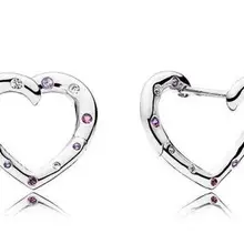 Оригинальные 925 пробы серебряные серьги яркое сердце с фиолетовыми кристаллами серьги-гвоздики для женщин свадебный подарок модные ювелирные изделия