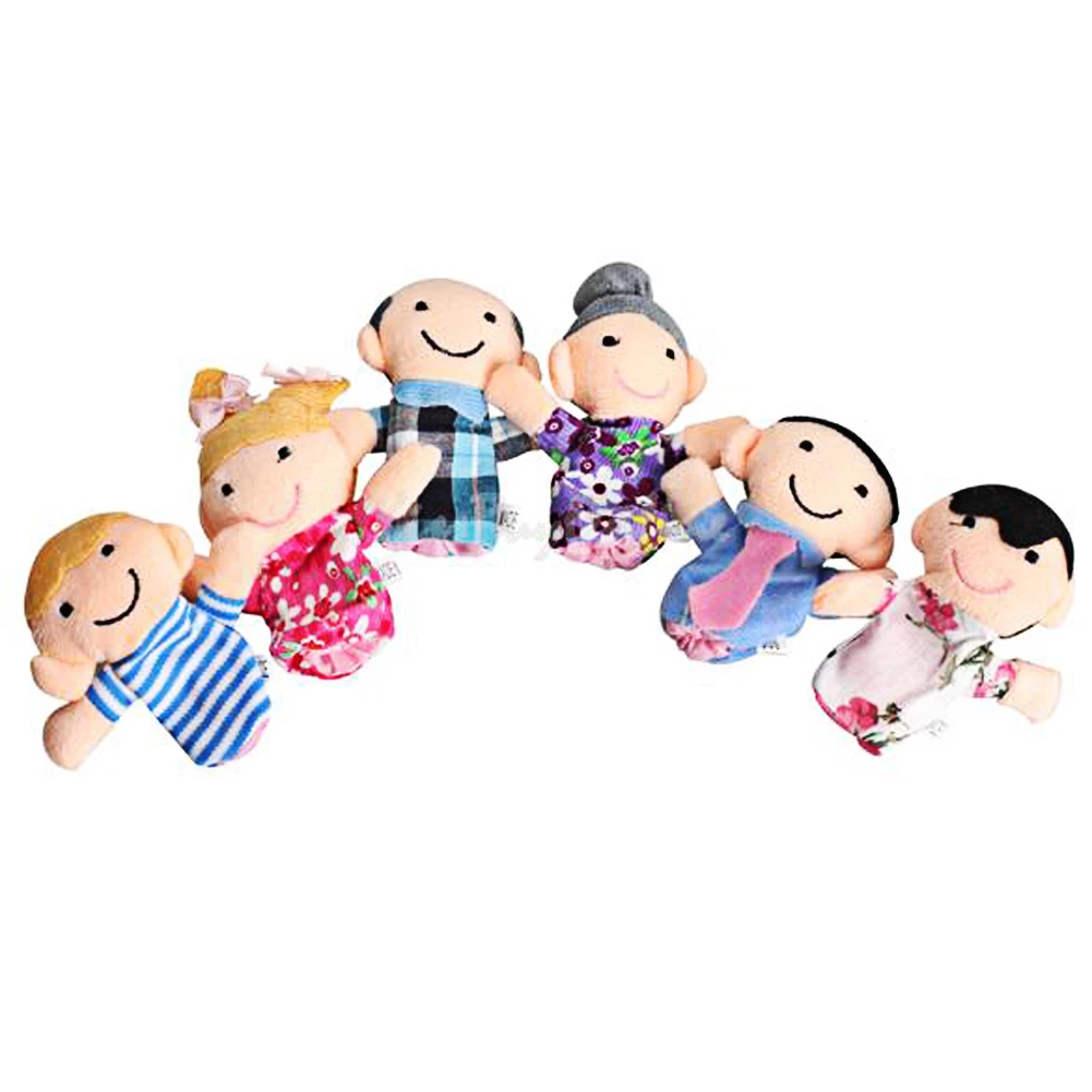6 Pcs Finger Storytelling Educational Family Toys Hand Puppet For Kid Happy Face 