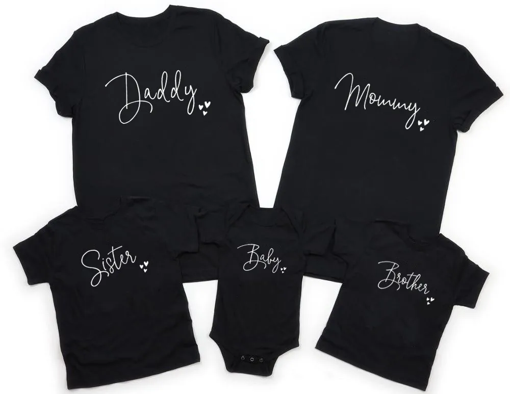 Ropa a juego para la familia, trajes estampados para papá mamá, Brother, hermana, bebé, camisetas de hijo, ropa de bebé