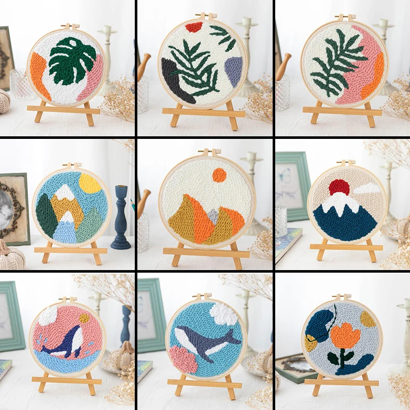 

New Arrival DIY Embroidery Needle Punch Hoop Kit Cross Stitch Set For Handmade Beginner Fashion Needlework Sewing Set