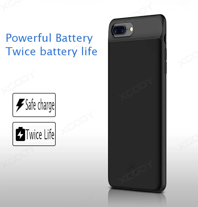 XGODY батарея чехол для iPhone 6P 6SP 7P 8P Силиконовый противоударный аккумулятор зарядное устройство чехол 3700 мАч тонкий внешний аккумулятор чехол