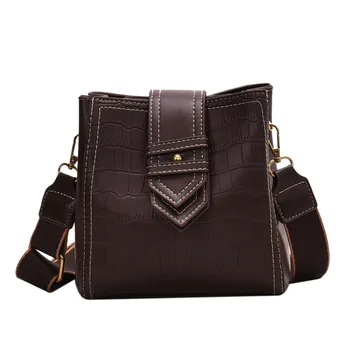 

Retro ladies bag 2019 winter new niche one shoulder high-grade texture bucket bag fashion casual pu Messenger bag
