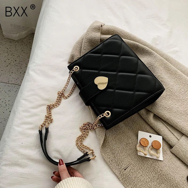 

[BXX] PU Leather Large Capacity Crossbody Bags For Women 2020 Spring Chain Shoulder Messenger Bag Female Travel Handbags HK037