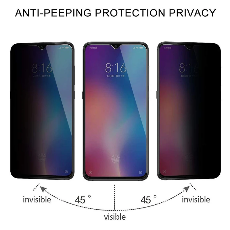 Glare Peeping Anti Spy Screen Protector For Mi A2 Lite A1 9T Pro 9 Se Protective Glass For Xiaomi Mi 6 8 Lite Pro 8 Se Explorer