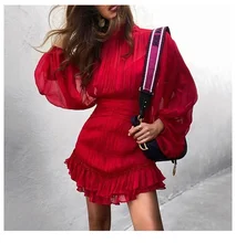 

Vintage Perspective Floral Print Dress Spring Women Casual Long Sleeve Chiffon A Line Dress 2021 Summer Lady Mini Party Vestidos