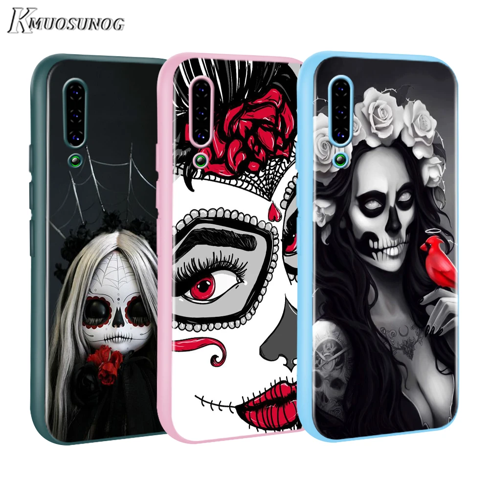 

Catrinas skull flower Baseus Candy Color Cover for Xiaomi Mi NOTE 10 9 8 Pro 9T SE A1 A2 A3 CC9 SE Lite F1 Phone Case