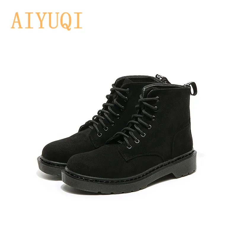 Black single shoes Новые женские ботинки; сезон осень; женские ботинки на плоской подошве в британском стиле; женские Ботинки martin на толстой подошве с круглым носком - Цвет: Black single shoes