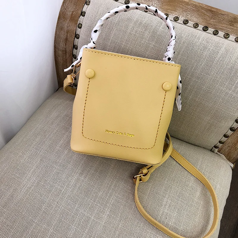 

Silk Scarves Hand Bucket Bag Women's 2019 New Style Simple Versatile Korean-style Hand Bag Large Capacity Crossbody Bag Fashion