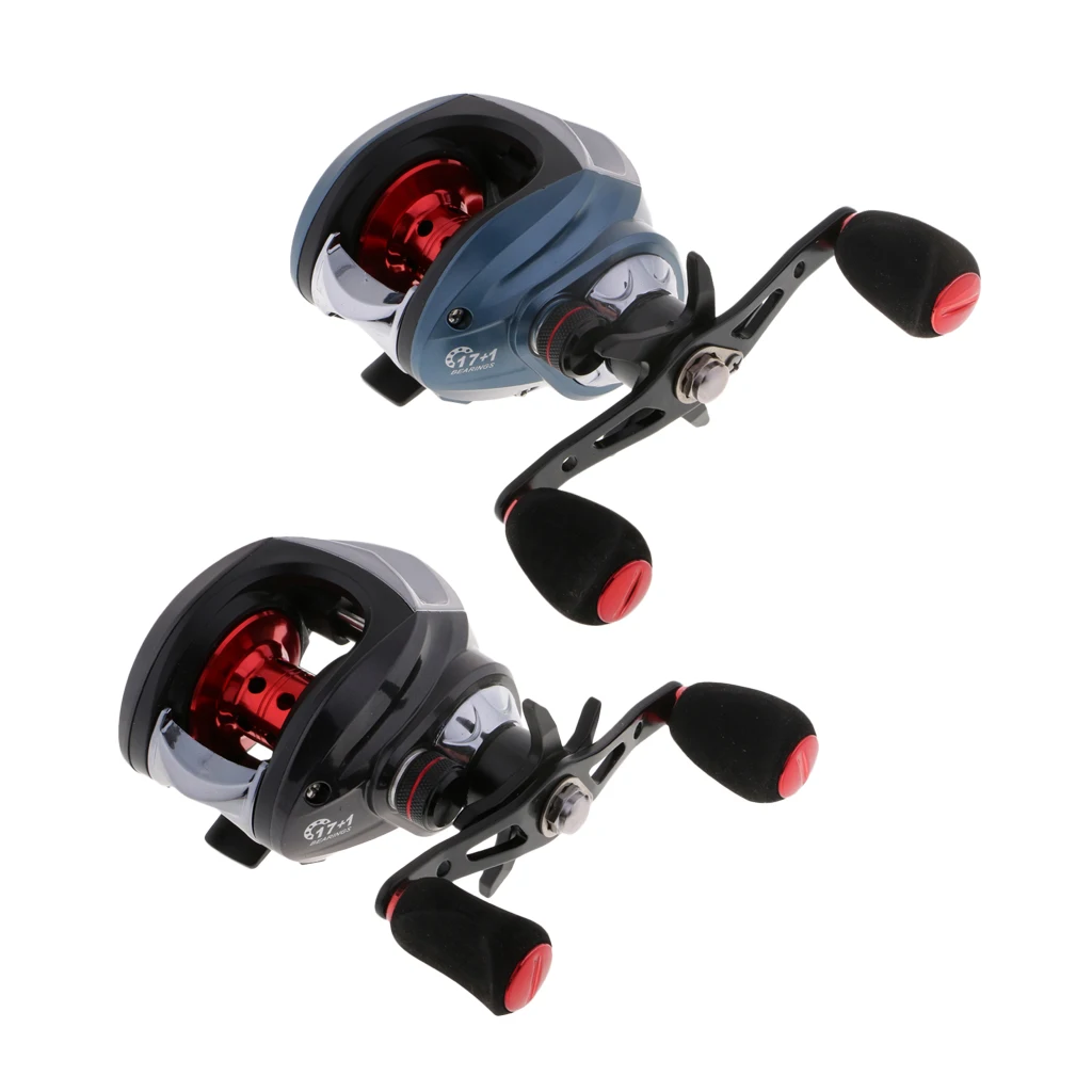 Катушки baitcasing двойные тормозные системы Baitcaster катушки соленой воды или пресной воды литья Катушка Высокая скорость 7,2: 1 Передаточное отношение