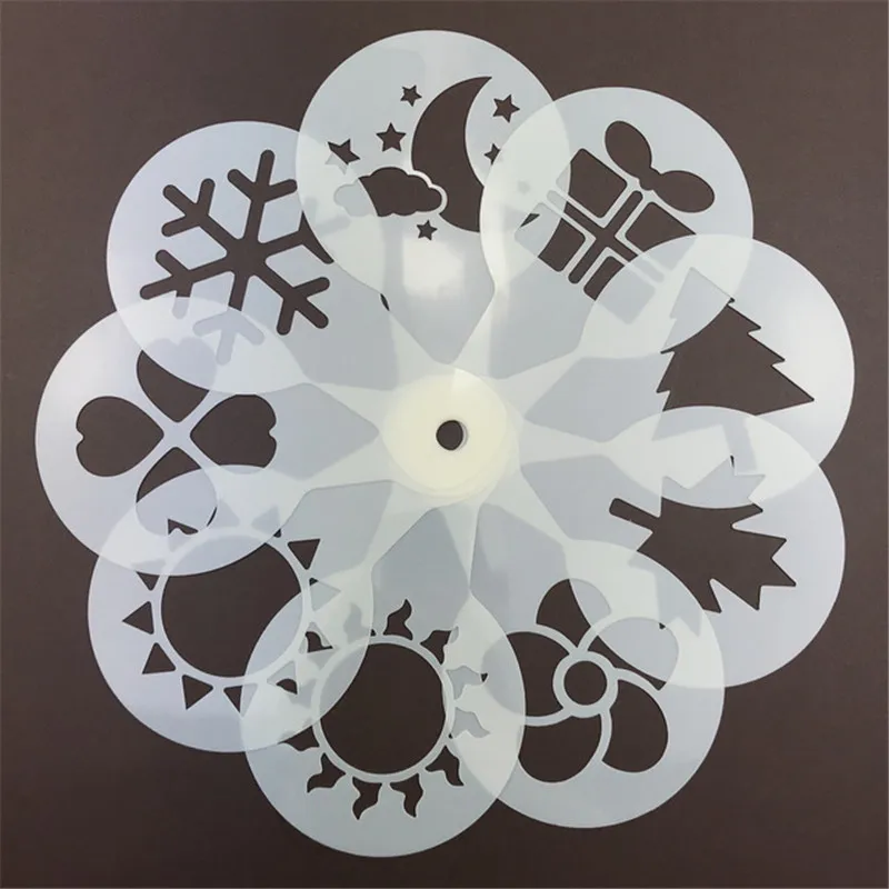 Description Picture 4 of item19Pcs Coffee Stencils Fancy Coffee Printing Model Foam Spray Cake Stencils Coffee Drawing Cappuccino Mold Powdered Sieve Tools