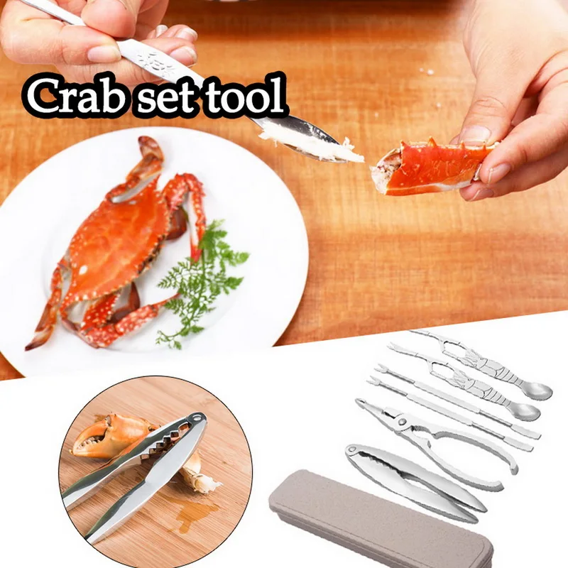Seafood Tool Sets Stainless Steel Crab Crackers Picks Spoons Set Crab