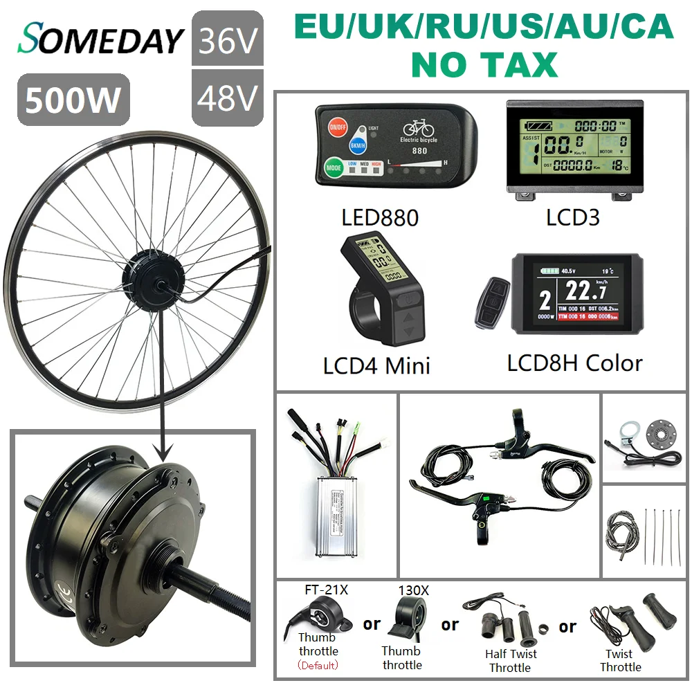 US $109.00 SOMEDAY 36V48V 500W Electric Bicycle Conversion KIt 1629 700C Brushless Gear Rear Rotate Hub Motor Wheel For Electric Bike