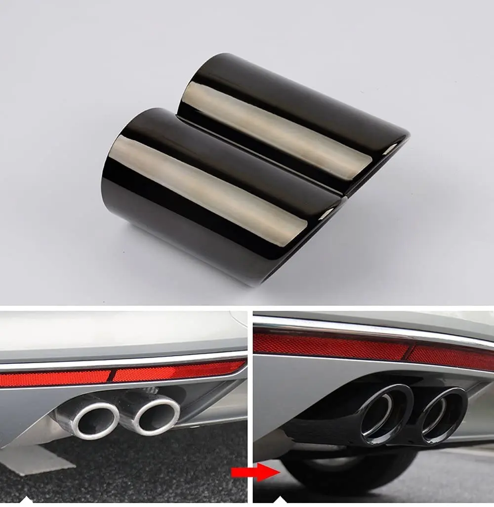 Black Coated Polished Finish Stainless Steel Car Exhaust Muffler Tip Pipe Compatible VW Volkswagen JETTA /SAGITAR/ POLO/ GOLF 7 exhaust muffler tip exhaust trim pipe