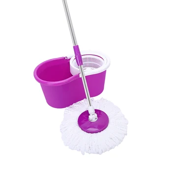 

360-Degree Rotary Head Stretchable Ultra Slim Mop Bucket Mop Rod 2pcs Fiber Mop Heads Home Floor Bathroom Cleaning Products