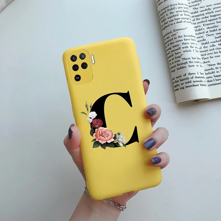 cases for oppo phones For Oppo Reno 5 Lite Case Letters Monogram ABC Flower Soft Silicone Back Cover For Oppo Reno5 Z Reno 5 F Z Lite 5F 5Z 5Lite Case oppo phone back cover Cases For OPPO